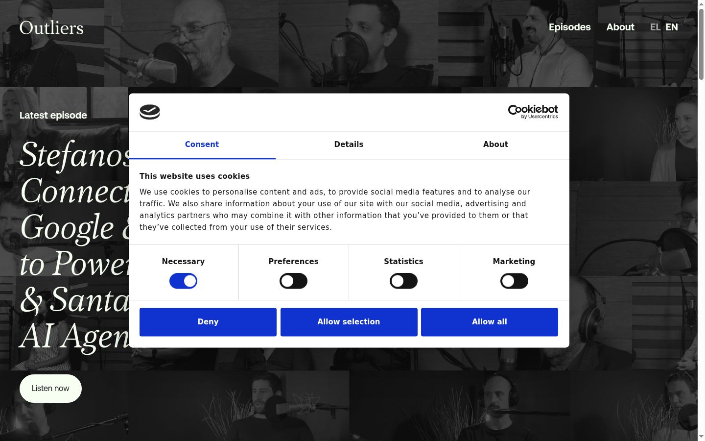 Screenshot of the consent banner shown before any interaction