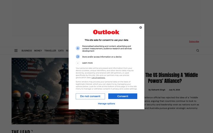 Zrzut ekranu outlookindia.com