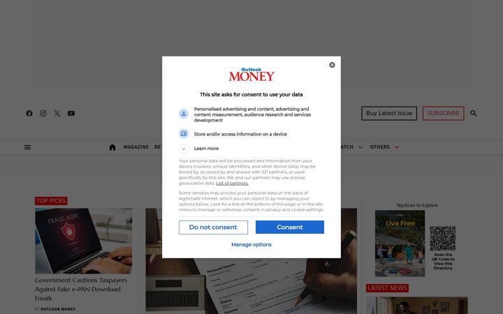 Screenshot of outlookmoney.com