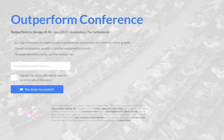 Екранна снимка на outperformconference.com