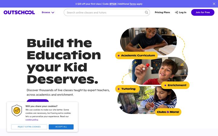 Ekrānuzņēmums no outschool.com