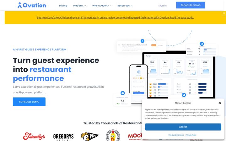 Screenshot stránky ovationup.com