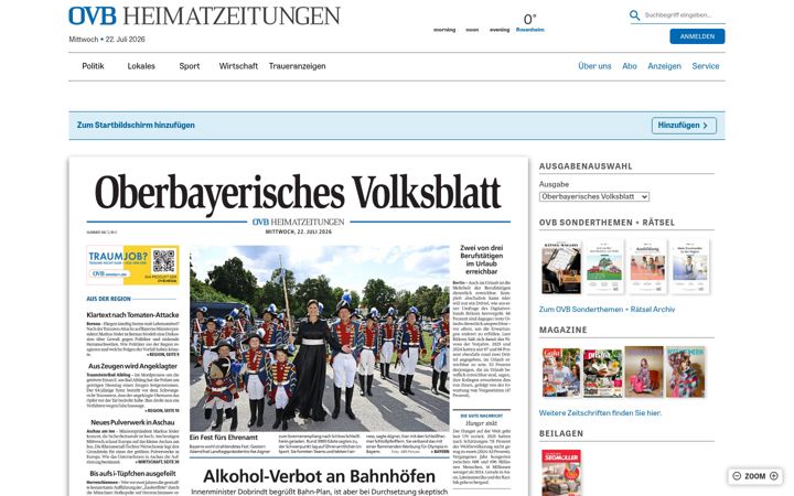 Screenshot of ovb-heimatzeitungen.de