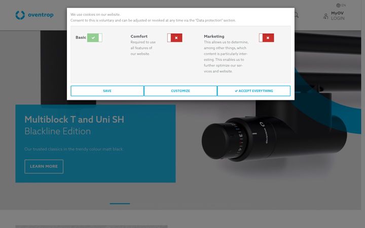 Screenshot of oventrop.com