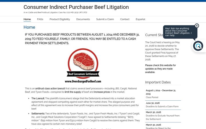Screenshot of overchargedforbeef.com