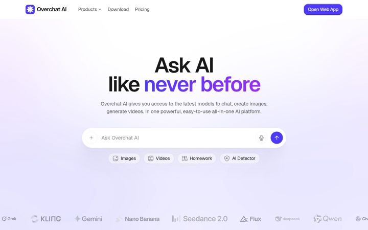 Screenshot of overchat.ai