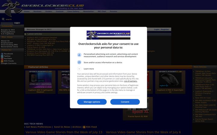 Screenshot of overclockersclub.com