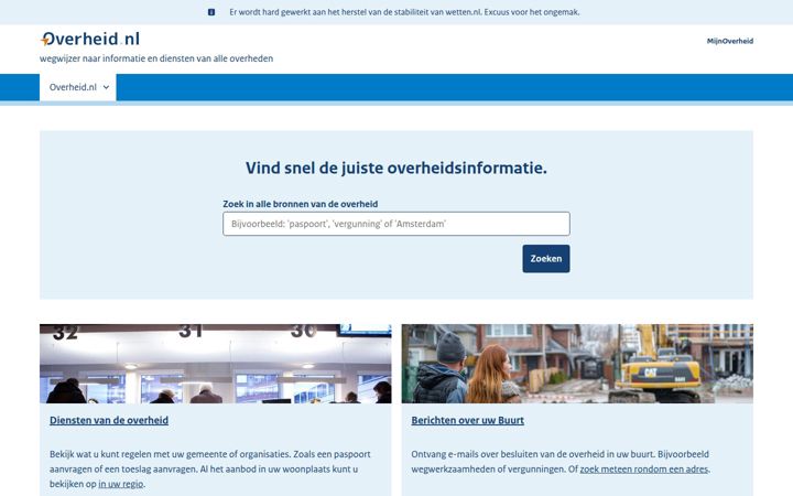 Screenshot stránky overheid.nl
