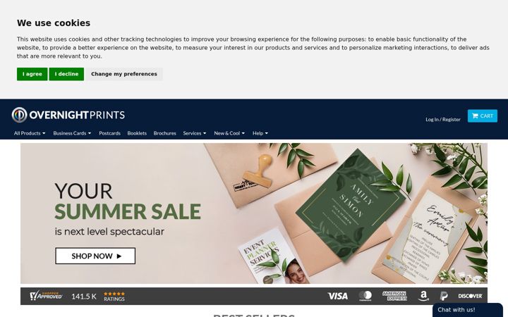 Screenshot of overnightprints.com