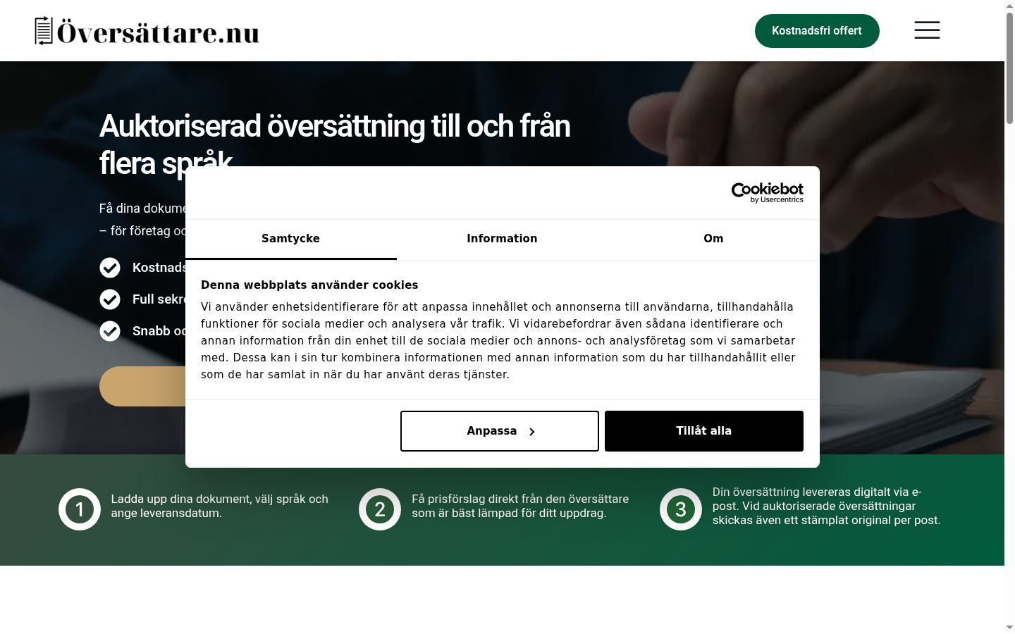 Sutikimo reklamjuostės, rodytos prieš bet kokią sąveiką, ekrano kopija
