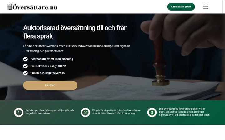Ekrano kopija oversattare.nu