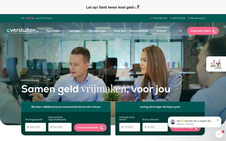 Skærmbillede af oversluiten.nl