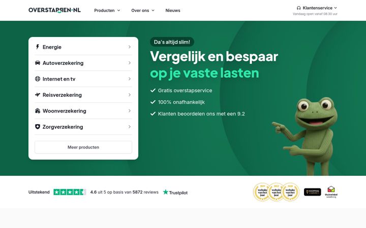 Screenshot of overstappen.nl