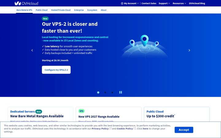 Captură de ecran a ovh.us