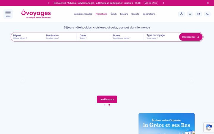 Screenshot of ovoyages.com