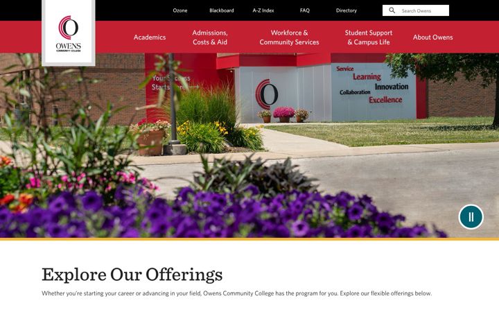 Screenshot of owens.edu