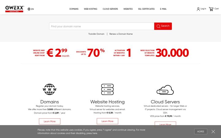 Screenshot of owexxhosting.com