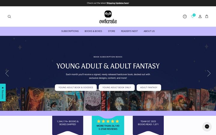 Screenshot of owlcrate.com