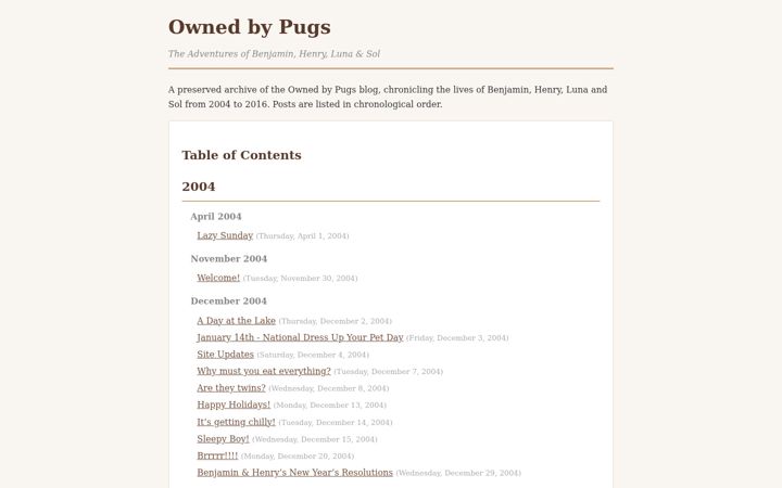 Screenshot of ownedbypugs.com