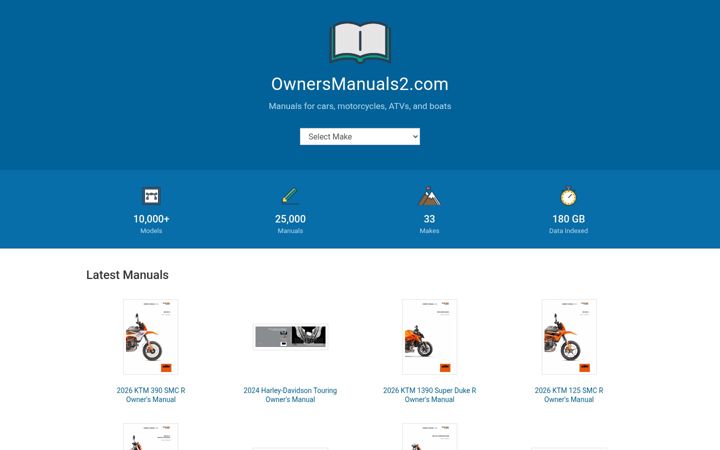 Screenshot of ownersmanuals2.com