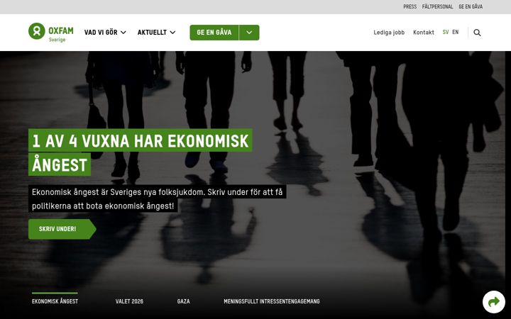 Skjámynd af oxfam.se