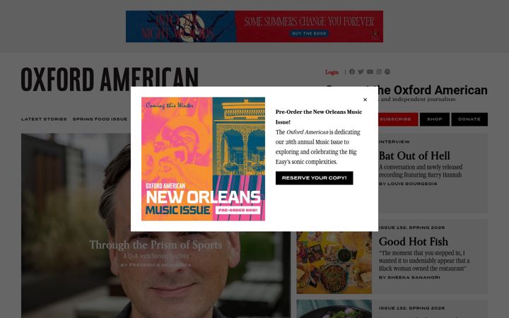 Screenshot of oxfordamerican.org