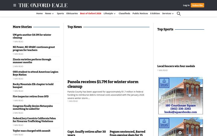 Screenshot of oxfordeagle.com