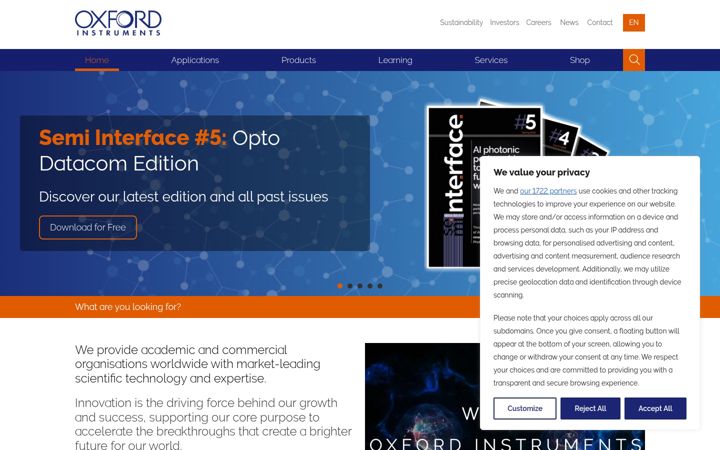 Screenshot of oxinst.com