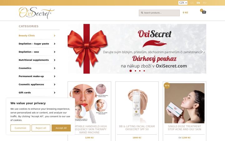 Snímek obrazovky oxisecret-eshop.com