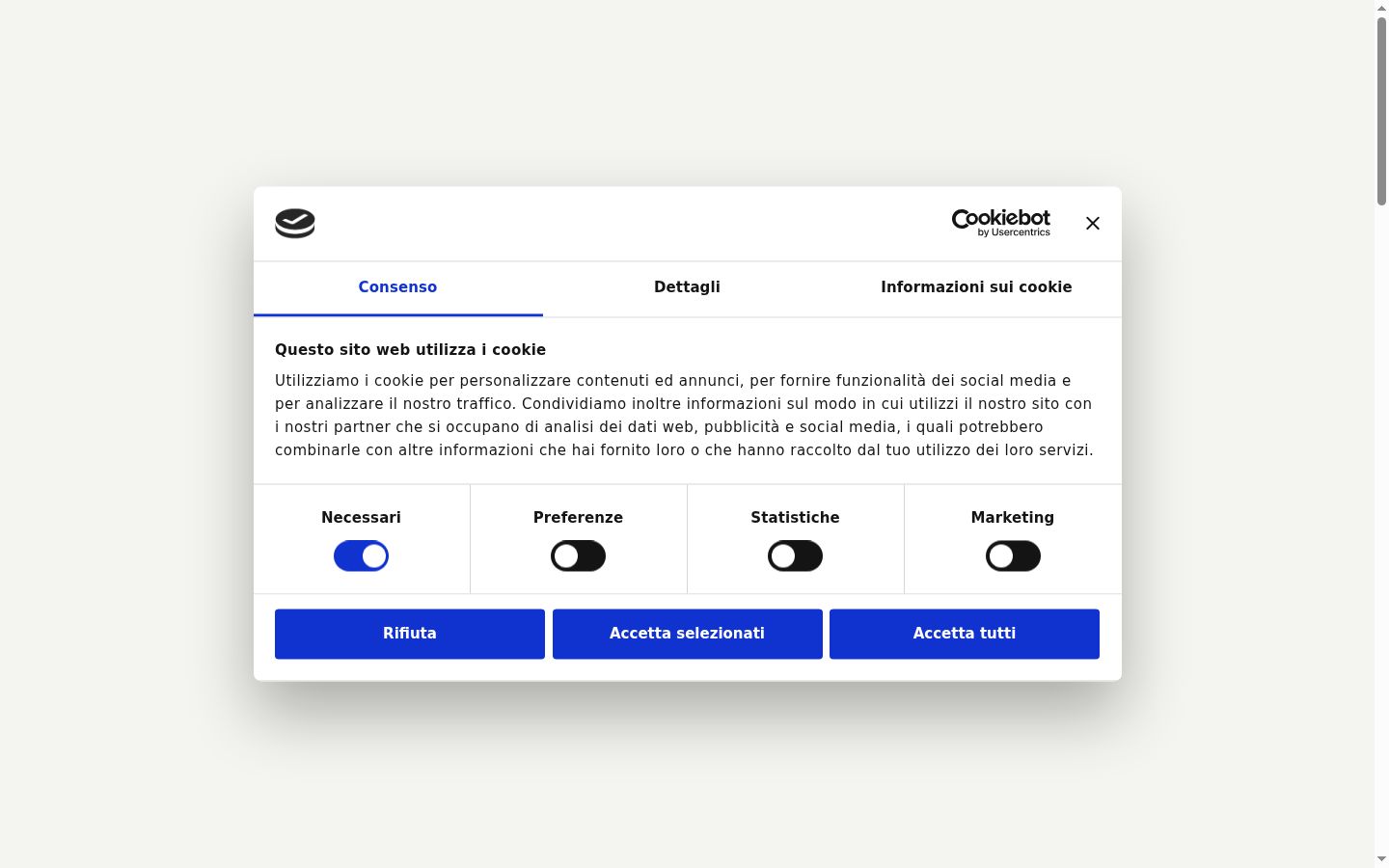 Captura de pantalla del banner de consentimiento mostrado antes de cualquier interacción
