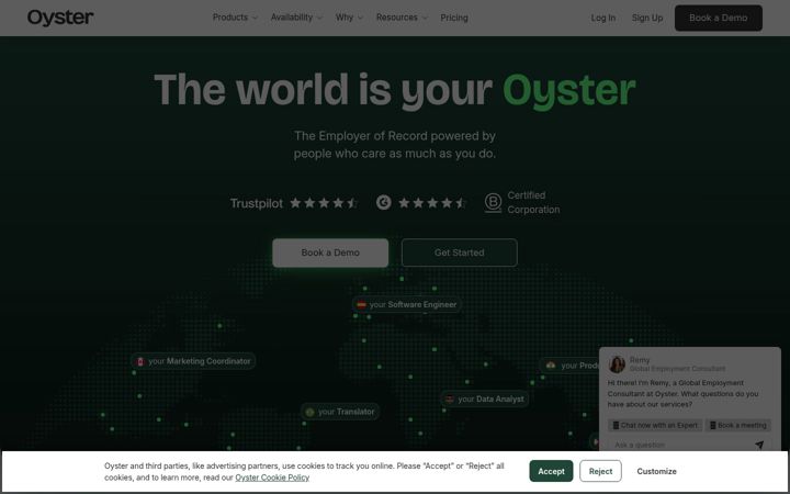 Screenshot of oysterhr.com