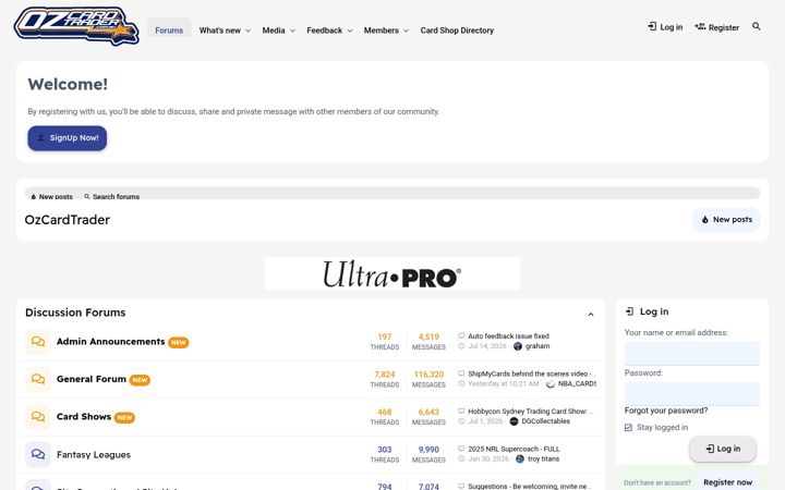 Screenshot of ozcardtrader.com.au