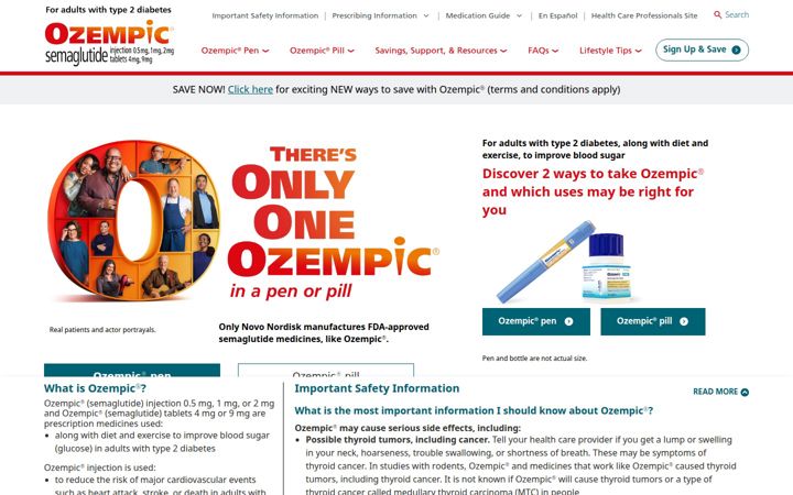 Screenshot of ozempic.com