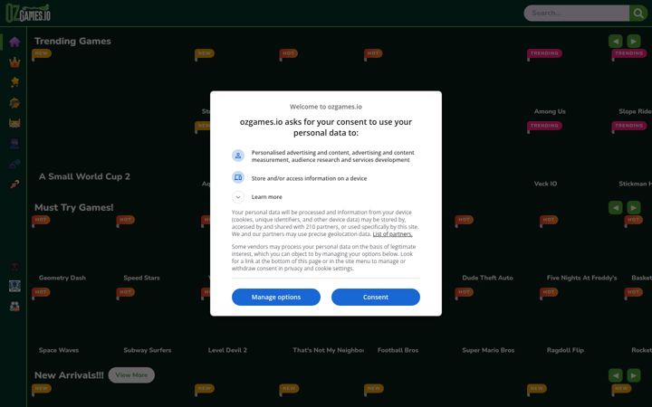 Screenshot of ozgames.io