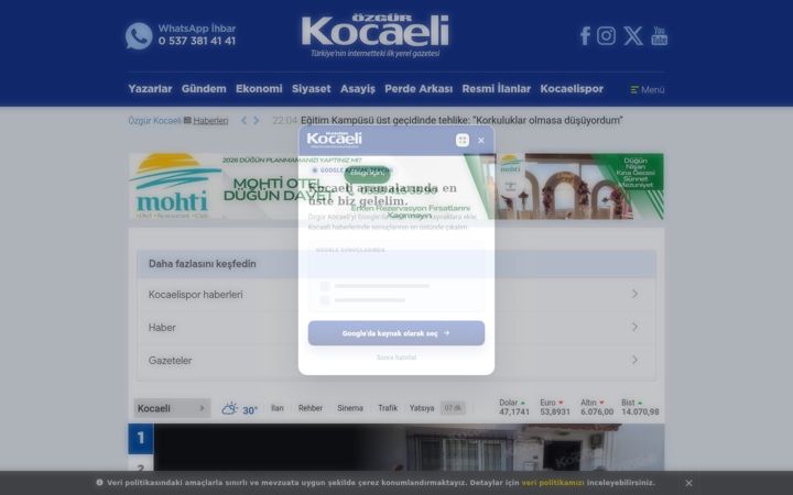 Screenshot of ozgurkocaeli.com.tr