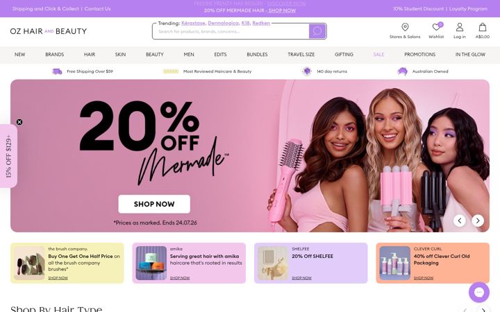 Screenshot of ozhairandbeauty.com