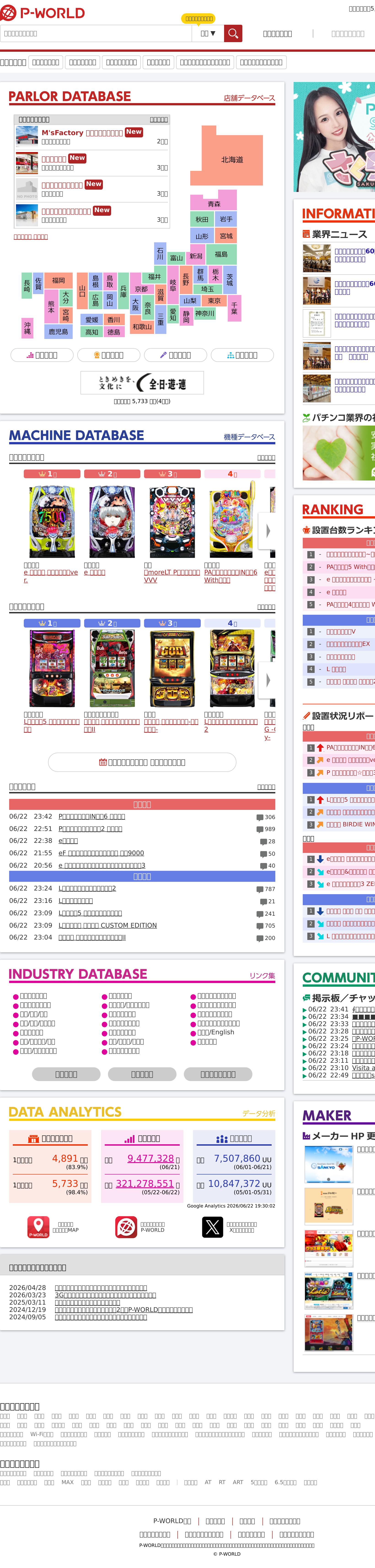 Tablet screenshot of p-world.co.jp