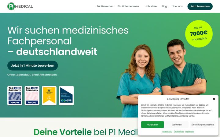 Ekraanipilt saidist p1-medical.de