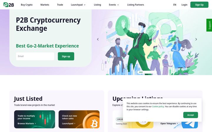 Screenshot of p2pb2b.com