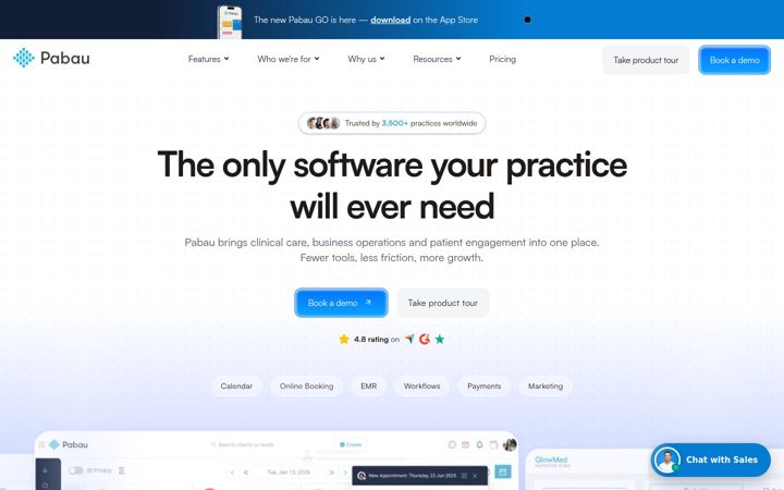 Screenshot of pabau.com