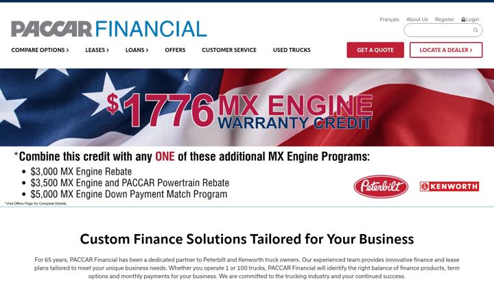 Screenshot van paccarfinancial.com