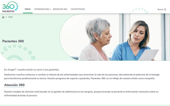Snímek obrazovky pacientes360.com.co