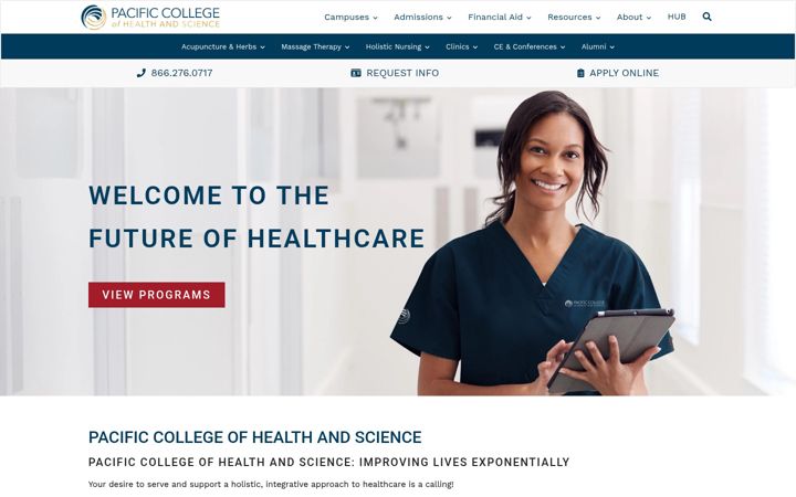 Screenshot of pacificcollege.edu