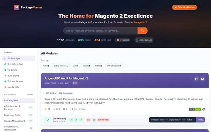 Ekrānuzņēmums no package-maven.com