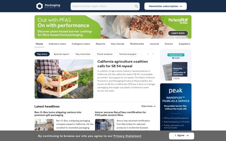 Screenshot of packaginginsights.com