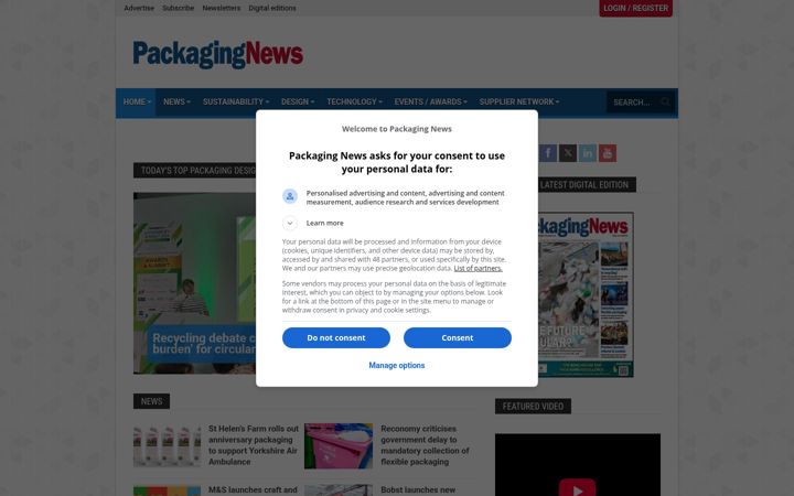 Screenshot of packagingnews.co.uk