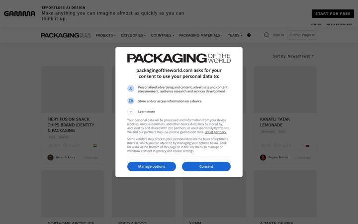 Screenshot of packagingoftheworld.com