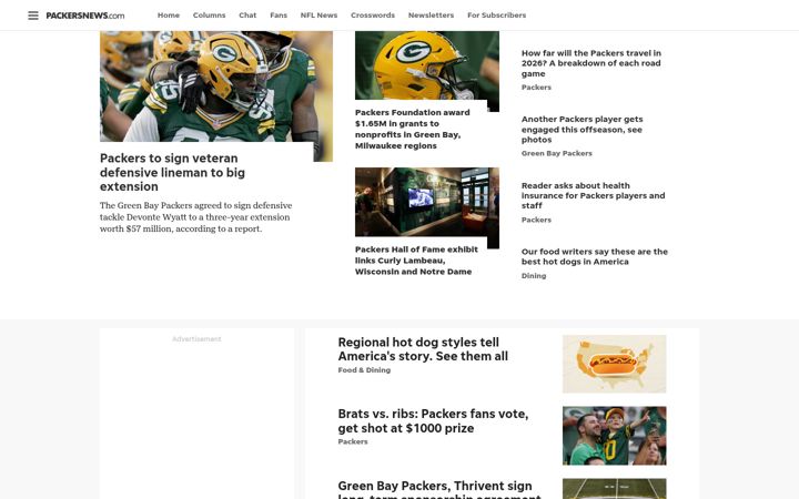 Screenshot of packersnews.com
