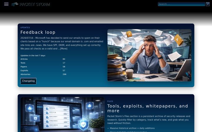 Screenshot of packetstormsecurity.com