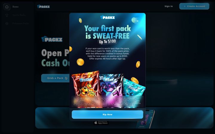 Screenshot of packz.io